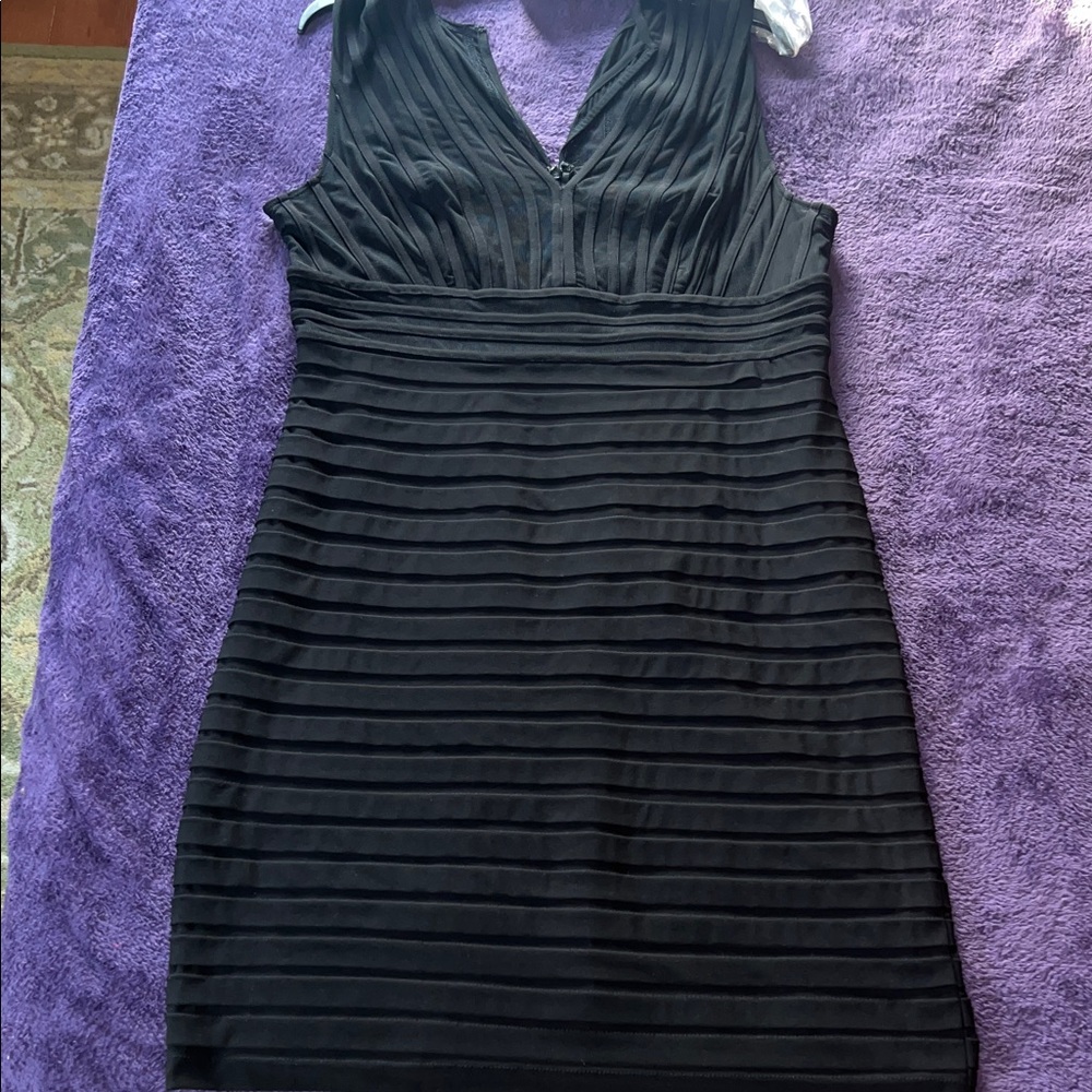 Adrianna Papell Black Textured Mini Dress